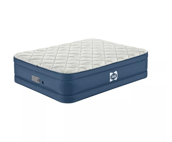 Sealy AlwayzAire Tough Guard Duvet Top Air Mattress Queen with Built-in Dual Pump