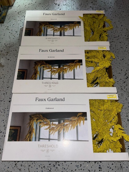 Qty-3 , Threshold Faux Garland - Golden Rod