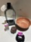 Lantern, Ceramic bowl, vitamins, other misc. items