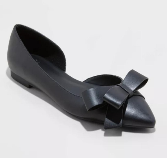Women's Anya Bow Ballet Flats with Memory Foam Insole Size US 6.5 - A New Day