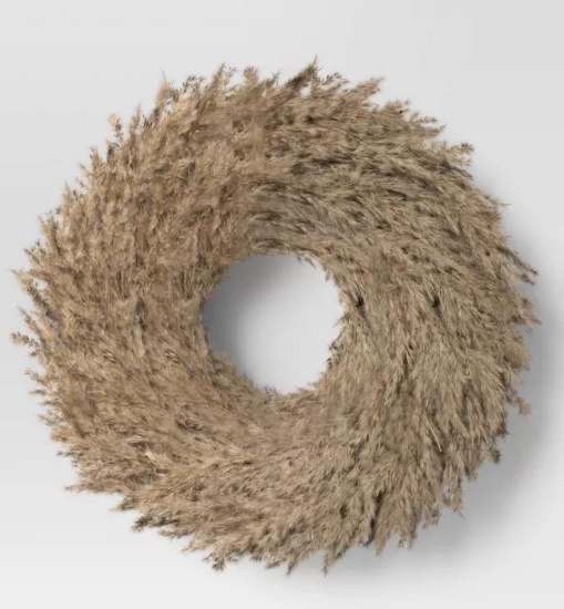 Pampas Preserved Dried Wreath Brown - Threshold?