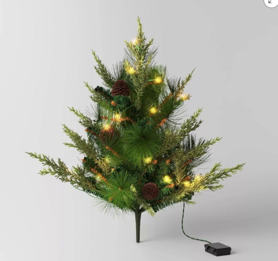 NEW 3' Pre-Lit Alberta Spruce Mini Artificial Christmas Tree Clear Lights