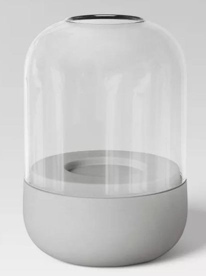 Pillar Concrete/Glass Lantern Candle Holder Gray - Threshold?