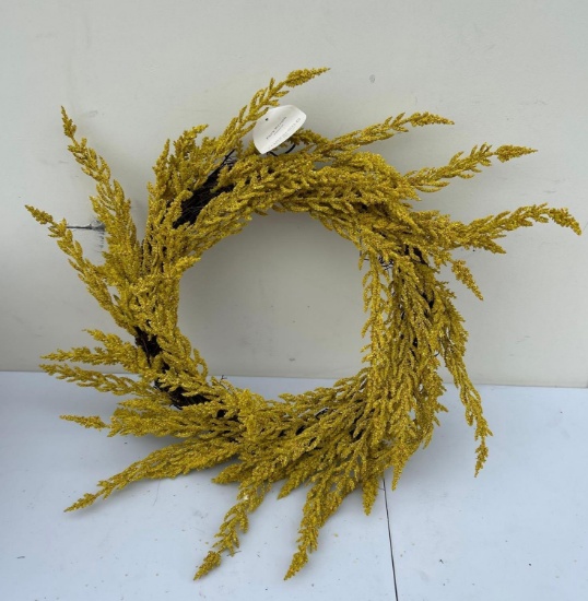 3.5" Goldenrod Artificial Fall Wreath Yellow - Threshold?