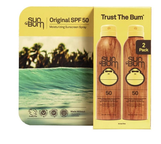 Sun Bum Sunscreen Spray, SPF 50, 5 Ounce (Pack of 2)