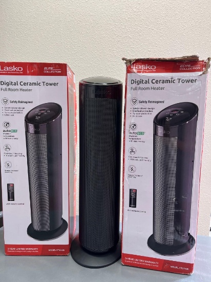 QTY 2 Lasko digital ceramic tower full room heater model # CT22495