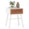 Nightstand, Mid Century Modern End Table with Handwoven Rattan Decorated Drawer