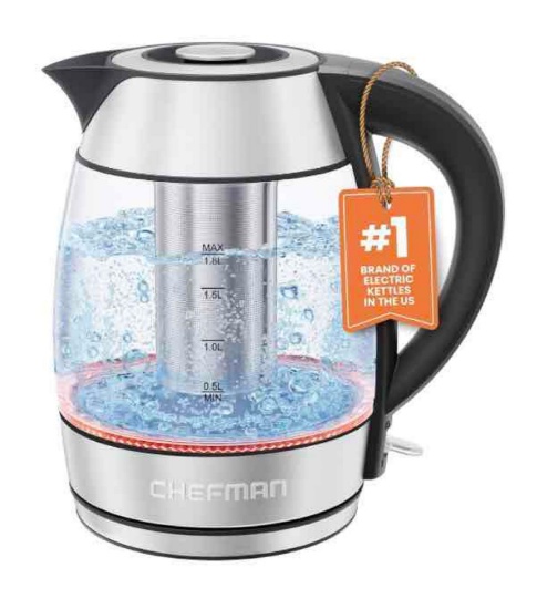 Chefman Glass Electric Kettle for Boiling Water