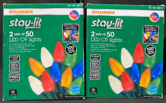 2 Pack of SYLVANIA Stay-Lit Platinum of 50 LED C9 Lights