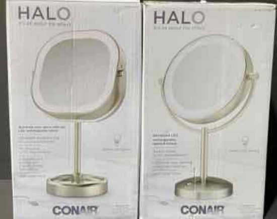 2 Pack of Halo LED Rechargeable Mirror
