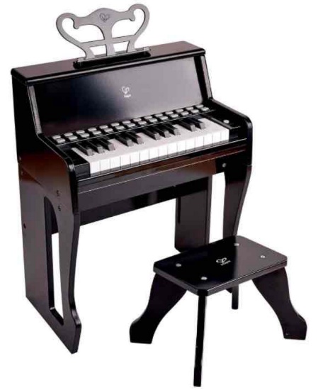 Hape Learn with Lights Black Piano with Stool
