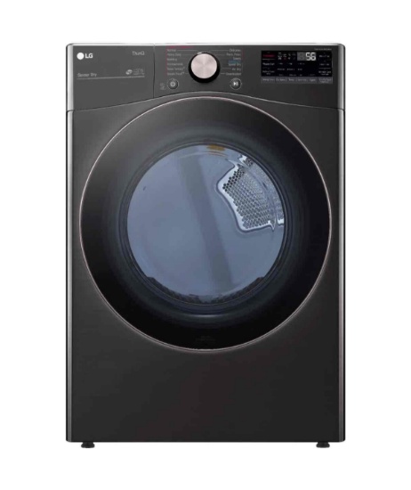 LG - 7.4 Cu. Ft. Stackable Smart Gas Dryer with Steam and Built-In Intelligence - Black Steel