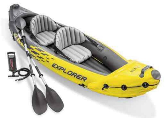 Intex Explorer K2 2 Person Inflatable Kayak Yellow with Aluminum Oars and Air Pump