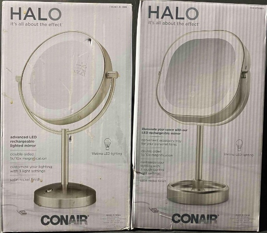 2 Pack of HALO LED Rechargeable Mirror Different