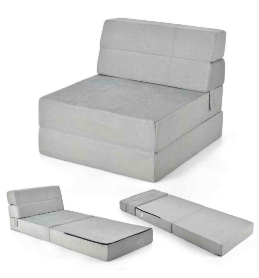 Tri-Fold Fold Down Chair Flip Out Lounger Convertible Sleeper Bed Couch Dorm New