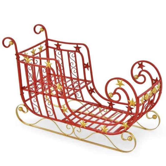Costway Red Santa Sleigh with Cargo Area for Gifts