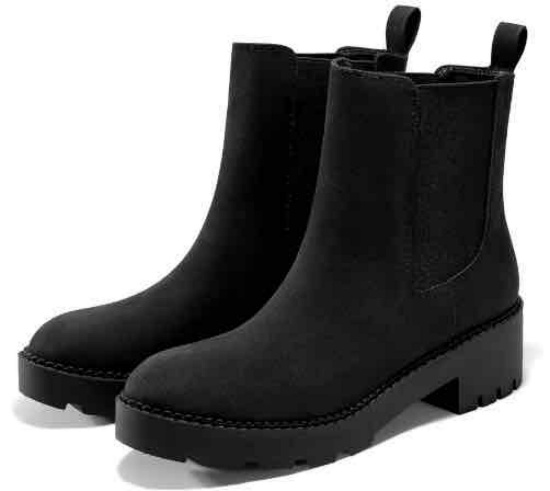 Coutgo Women's Chunky Platform Low Heel Chelsea Boots 9 size