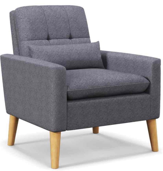 Modern Accent Chair, Mid-Century Linen Fabric Armchair