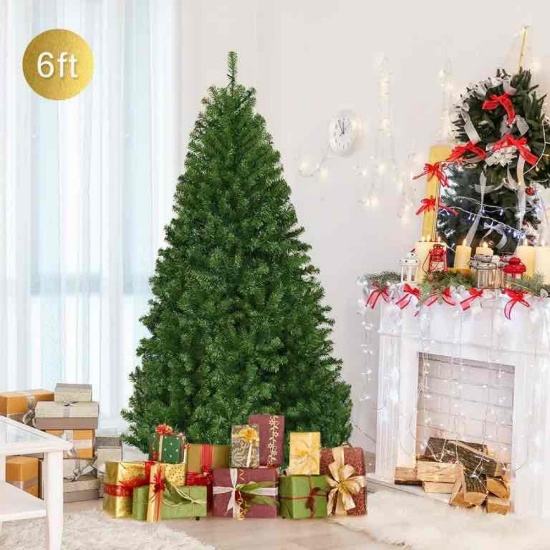 Costway 6Ft Pre-Lit Artificial Christmas Tree