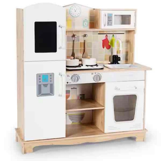 Costway Wooden Kids Pretend Kitchen Playset Cooking Play Toy