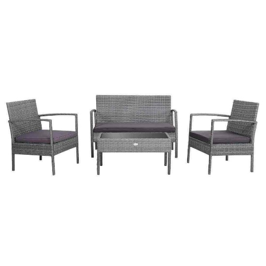 4-Pieces Wicker Patio Conversation Set