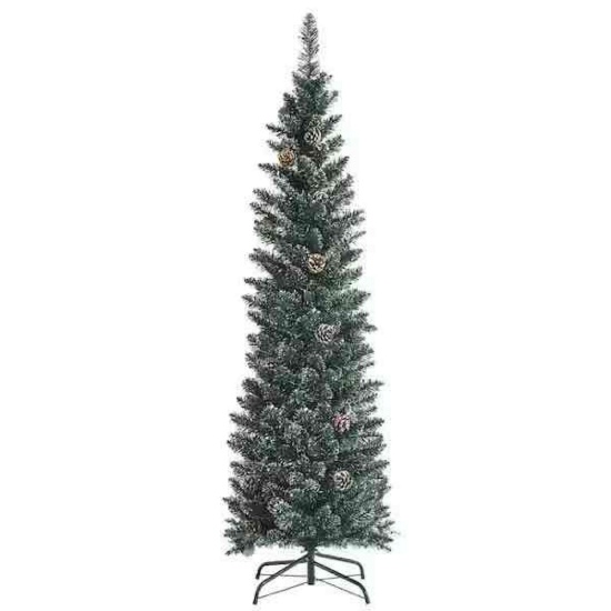 5 ft. Green Unlit Flocked Pencil Artificial Christmas Tree