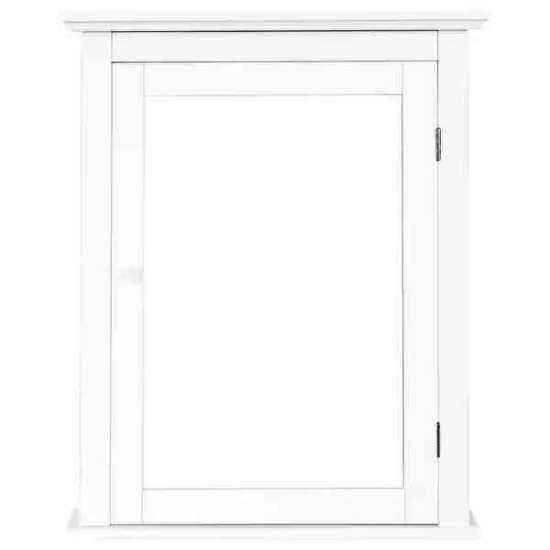 Bathroom Mirror Cabinet Wall Mounted Adjustable Shelf Medicine Storage - White - 22" x 6" x 27.5" (L