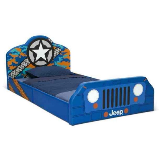 Jeep Jeep Upholstered Twin Bed by Delta Children, Blue