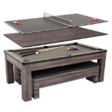 Hampton 3-in-1 Combination Table Includes Billiards, Table Tennis, & Dining Table