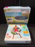 Intex Inflatable Lounging Swimming Pool Float & Pool Debris Cover