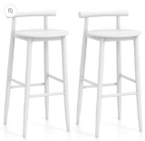 Wooden Bar Chair Set of 2 with Backrest and Footrest for Home Restaurant Cafe-White