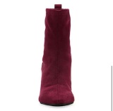 Dress Boots for Women, High Heel Boots Ankle Boots Stiletto Pointed Toe Booties Wine Red