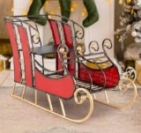 Tangkula Metal Christmas Santa Sleigh Basket