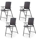 Giantex Set of 4 Folding Wicker Rattan Bar Chairs