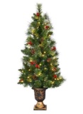 Goplus 5 FT Christmas Tree Pre-Lit Tabletop Artificial Entrance Tree