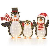 Light Up Christmas Penguins Decorations LED Lights