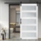 White Barn Door wood and glass w/ Hardware