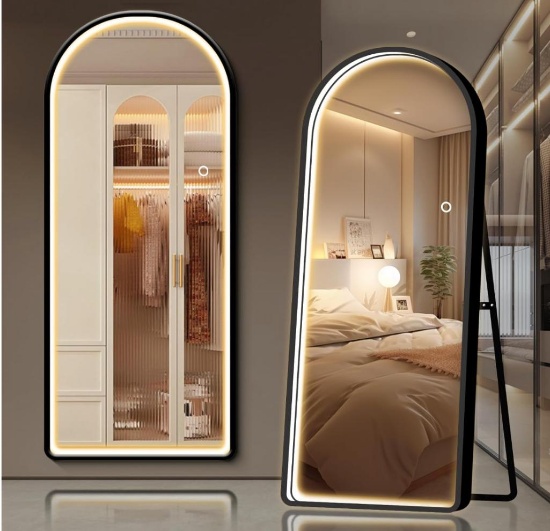 NEUTYPECHIC large mirror N31E12O Full Length Standing Mirror with LED Lights,3 Colors Dimmable