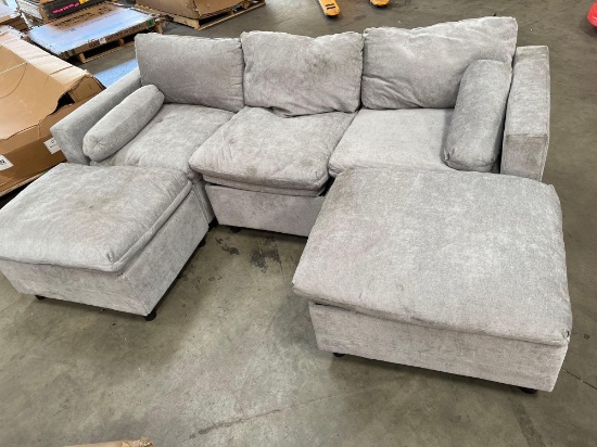 light gray five piece sectional