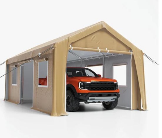 GARVEE Carport, 10ft x20ft Heavy Duty Carport with Roll-up Ventilated Windows & Doors