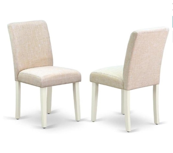 Qty 2 East West Furniture ABP2T02 Abbott Parson Dining Room Chairs - Light Beige Linen Fabric