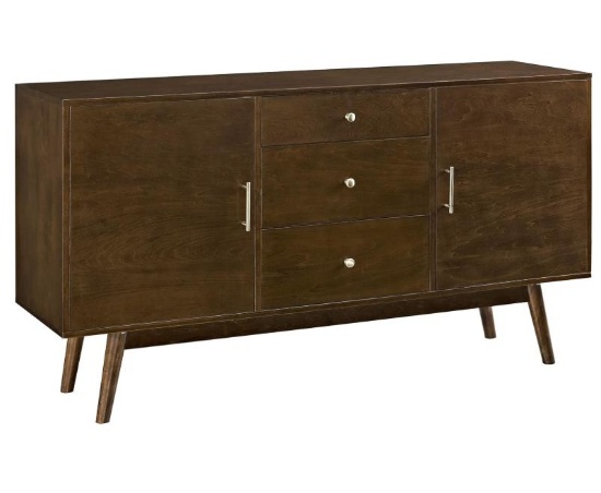 Walker Edison Mid Century Modern-TV Stand Console with 3 Drawers and Closed Cabinet Storage, 60in