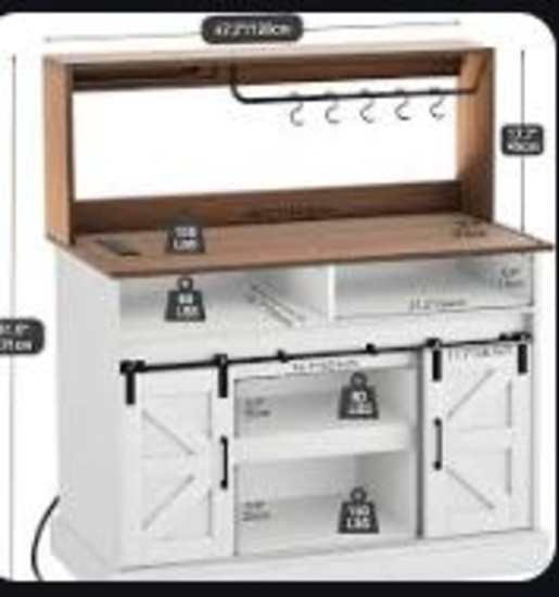 White bar cabinet - Needs assembly
