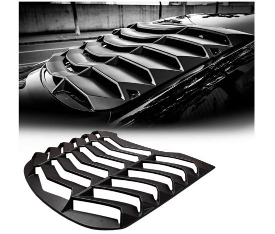2015-2023 Rear Window Louvers Windshield Sun Shade Cover Lambo Style Matte Black Ford Mustang