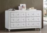 Baxton Studio Luminescence White Faux Leather Upholstered Dresser