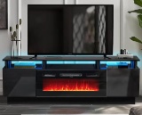 36-in W Black LED Wall-mount Electric Fireplace