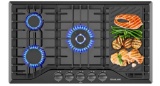 36 Inch Gas Cooktop with Griddle, GASLAND PRO GH3365EF 5 Burner Gas Stovetop with Reversible Cast Ir