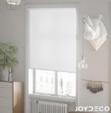Joydeco 100% Blackout Fabric Roller Window Blinds, White Thermal Roller