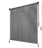 Outdoor Roller Shade 8ft W x 8ft H Fabric Blind Gray Cordless Roll Up Shade
