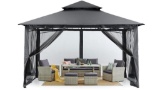 MASTERCANOPY Outdoor Garden Gazebo for Patios with Stable Steel Frame and Netting Walls (10x10 gray
